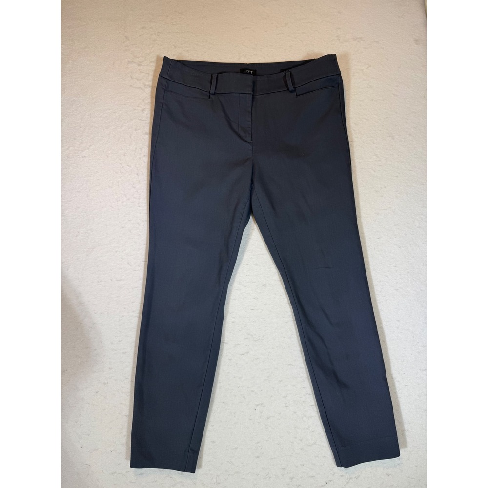 Loft Navy Blue Grey Skinny Ankle Pants Business Casual Workwear Trousers Size 12